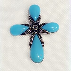 Turquoise Cross Sterling Pendant